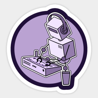 Robot Playing 909 Drum Machine Sticker